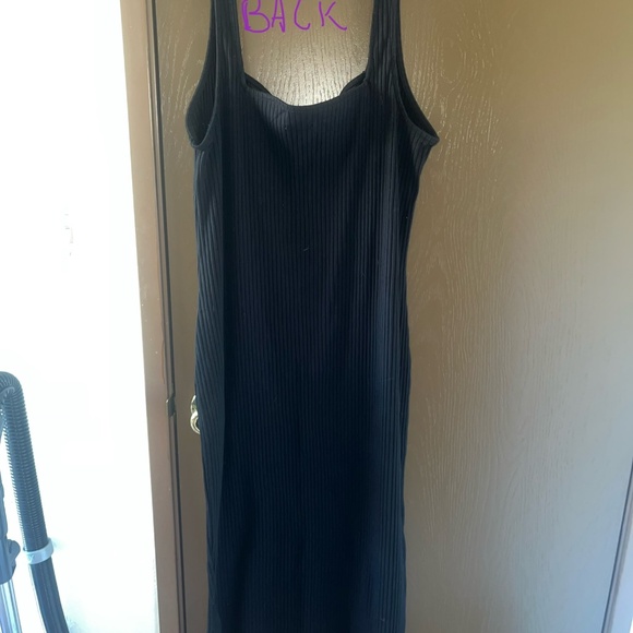 Size XL Mid Shin Black Bodycon Knit Tank Top Dress - Picture 2 of 4